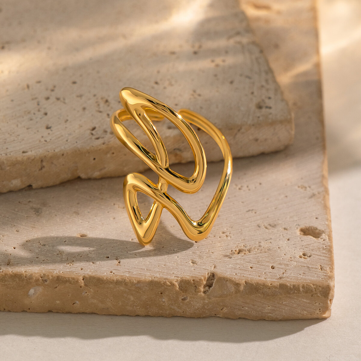 Minimalistische Ringe aus Edelstahl, wasserdicht, goldfarben, für den täglichen Gebrauch h5 Bild5