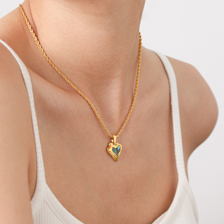 Simple Series Daily Heart Stainless Steel Waterproof   Gold Color  Shell Women's Pendant Necklaces