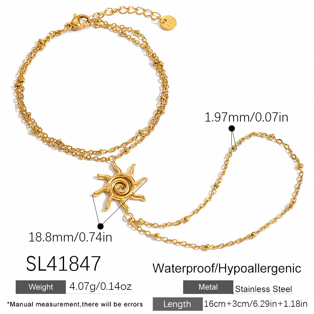 Sun Stainless Steel Waterproof Gold Color Women's Hand Chain