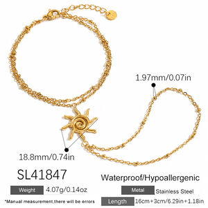 Sun Stainless Steel Waterproof Gold Color Women's Hand Chain h5