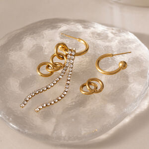 Luxurious Series Tassel Stainless Steel Waterproof Gold Color Rhinestone Women's Dangle Earrings h5 Picture3
