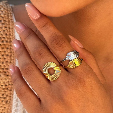 Simple Series Daily Sun Stainless Steel Waterproof Gold Color Women's Statement Rings 2