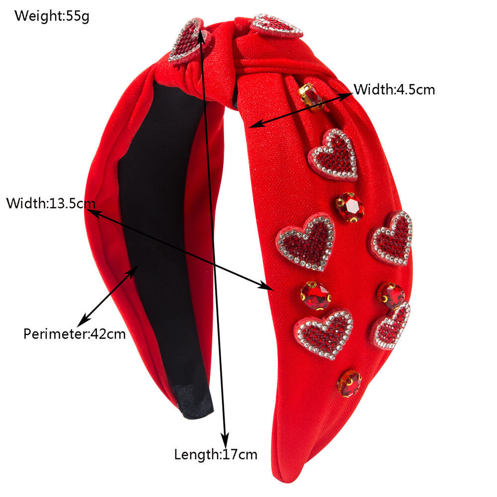 Romantic Series Sweet Letter Heart Solid Color Beads Fabric Rhinestone Hair Bands Picture3