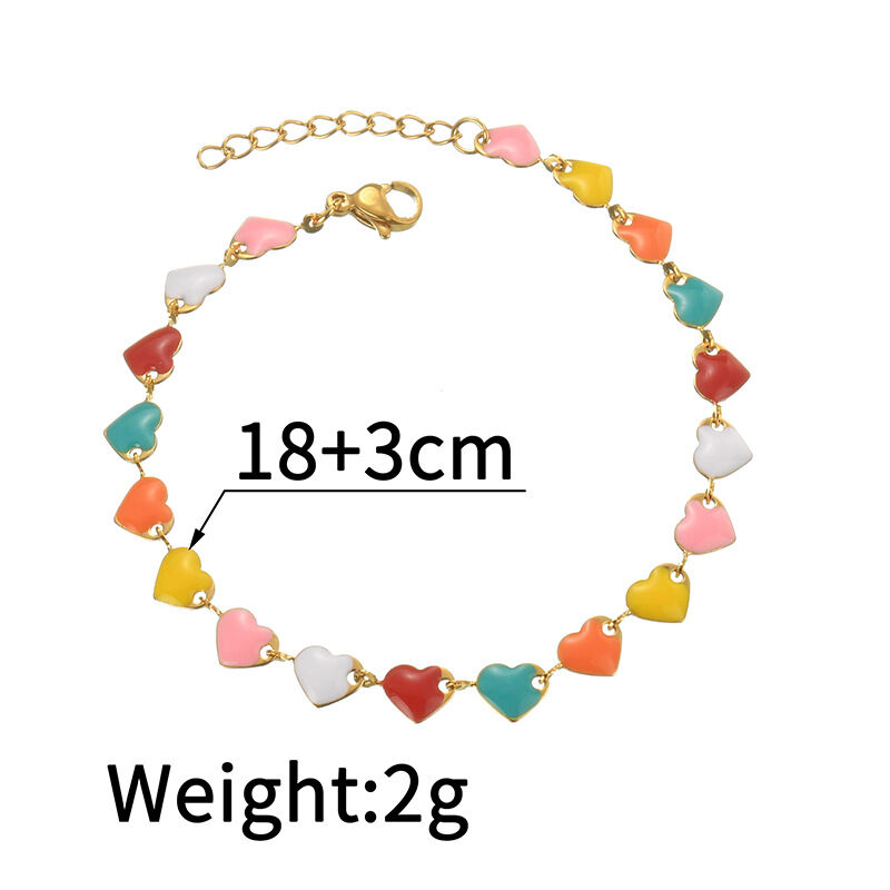 Romantic Series Enamel Heart Butterfly Stainless Steel Waterproof Women's Chain Bracelets