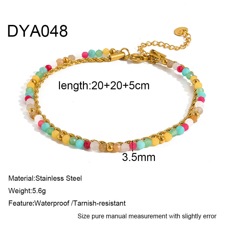Natural Stones Beads Stainless Steel Waterproof Women's Jewelry Sets
