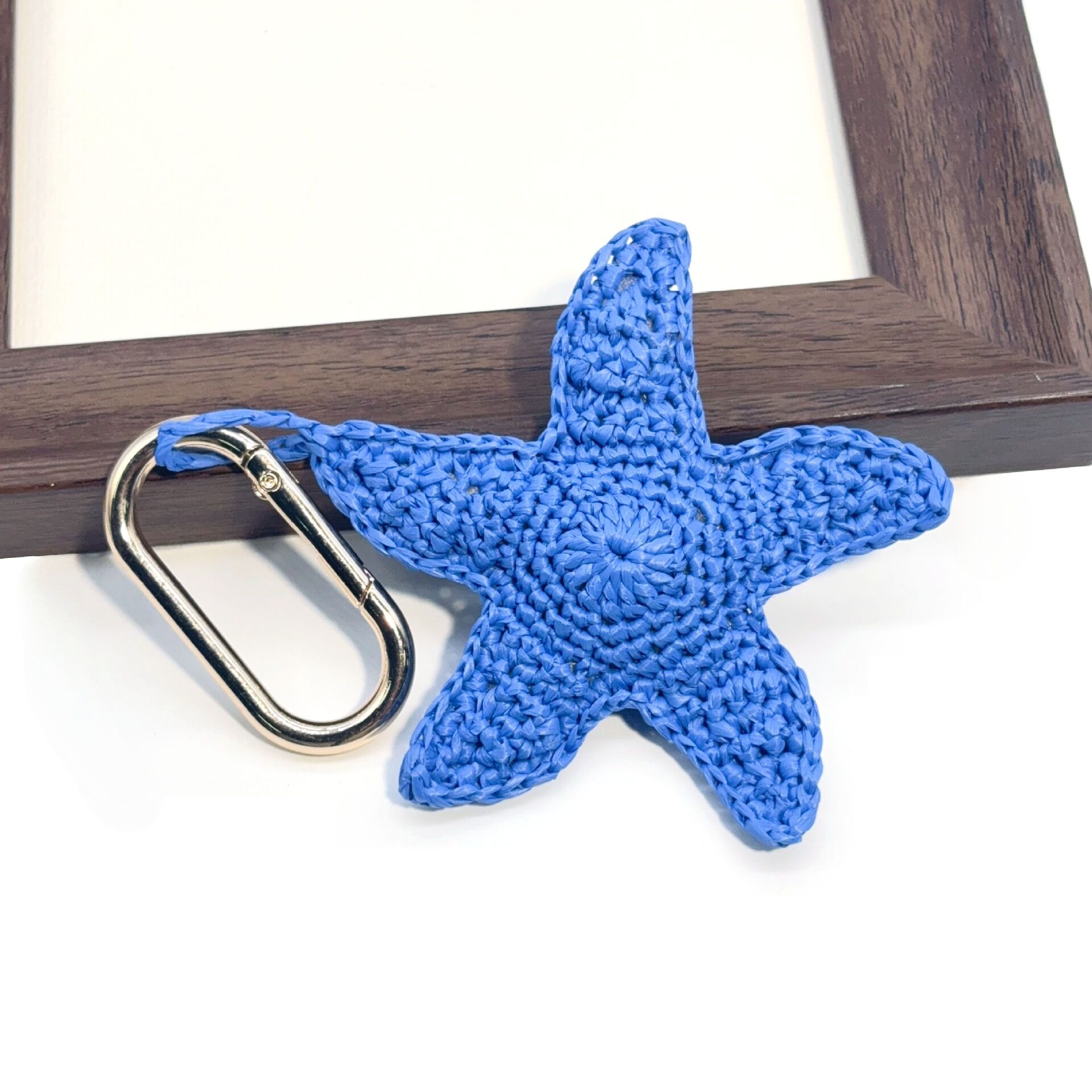 Simple Series Natural Solid Color Oceanic Style Woven Starfish Raffia Bag Charms 2