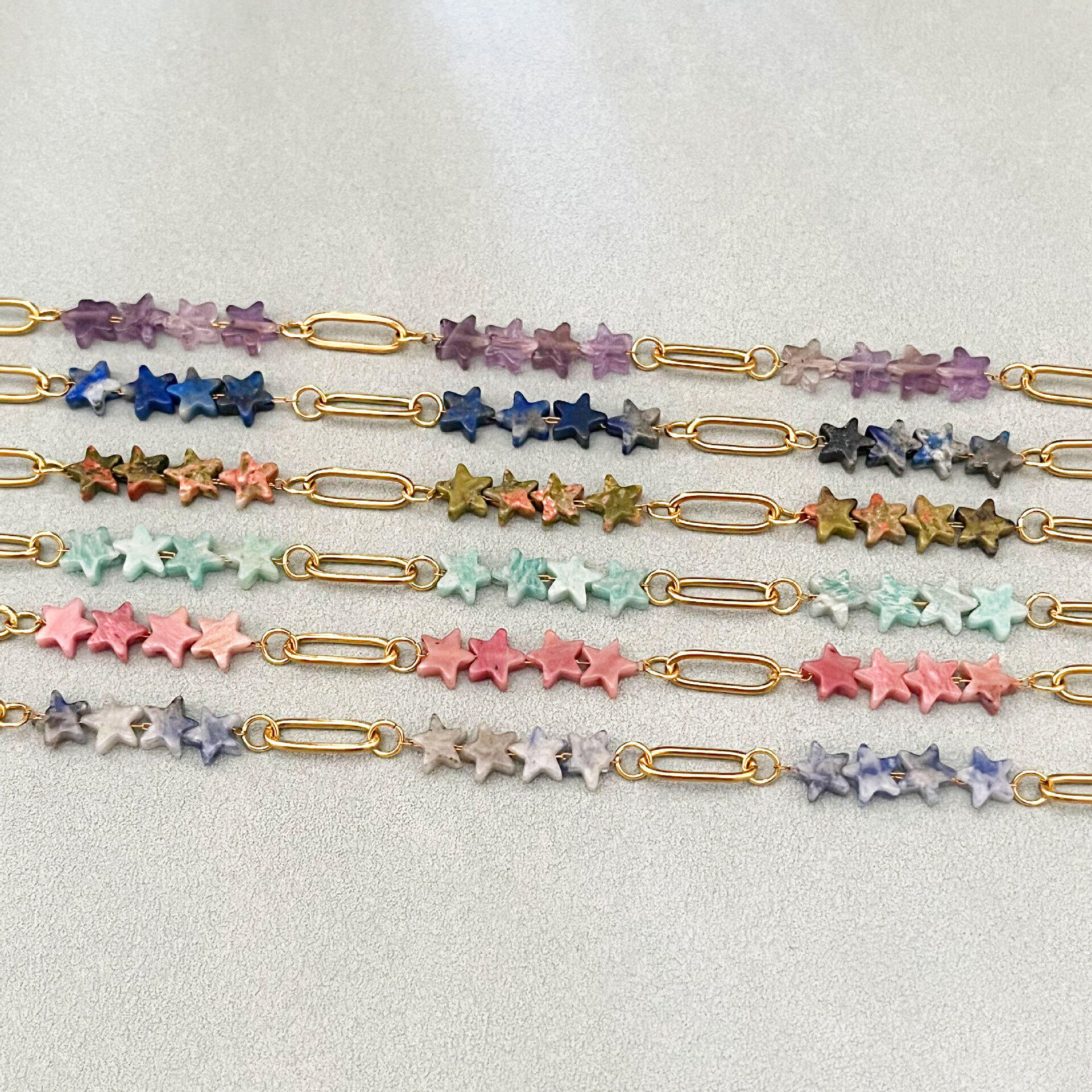 Simple Star Natural Stones Stainless Steel Waterproof Gold Color Women's Beaded Bracelets Picture2