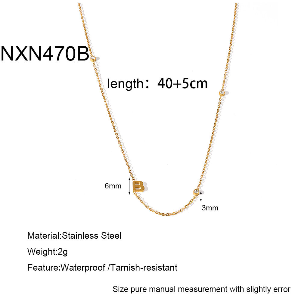 Collares de cadena para mujer de la serie Simple Daily Tassel Letter, de acero inoxidable, resistentes al agua, color dorado y con circonitas. 