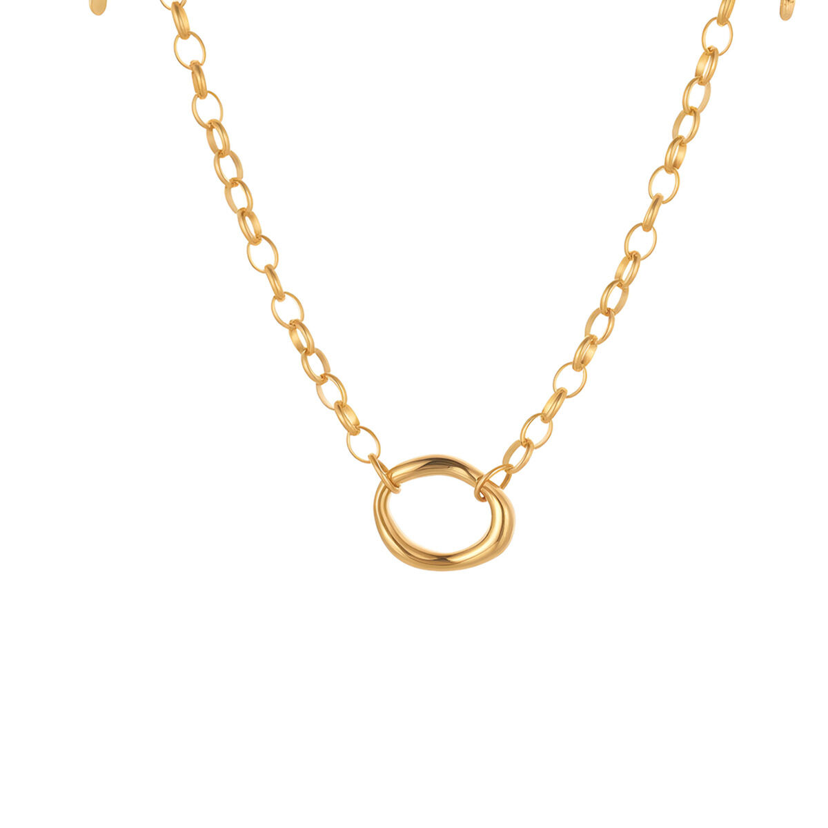 Conjunto de joyería para mujer sencillo, de uso diario, con cadena de patchwork de acero inoxidable resistente al agua y color dorado. h5 Imagen5