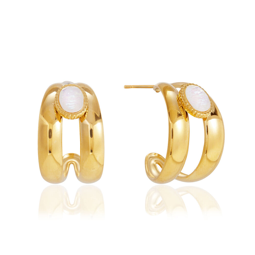Simple Series Hollowed-Out Circle Stainless Steel Waterproof Gold Color Women's Stud Earrings Picture5