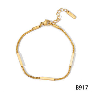 Einfaches Kettenarmband aus Edelstahl, wasserdicht, goldfarben, für Damen h5