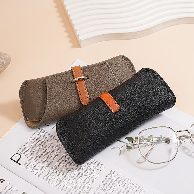 Simple Series Daily Solid Color Leather Sunglasses Storage Bag h5 Picture4