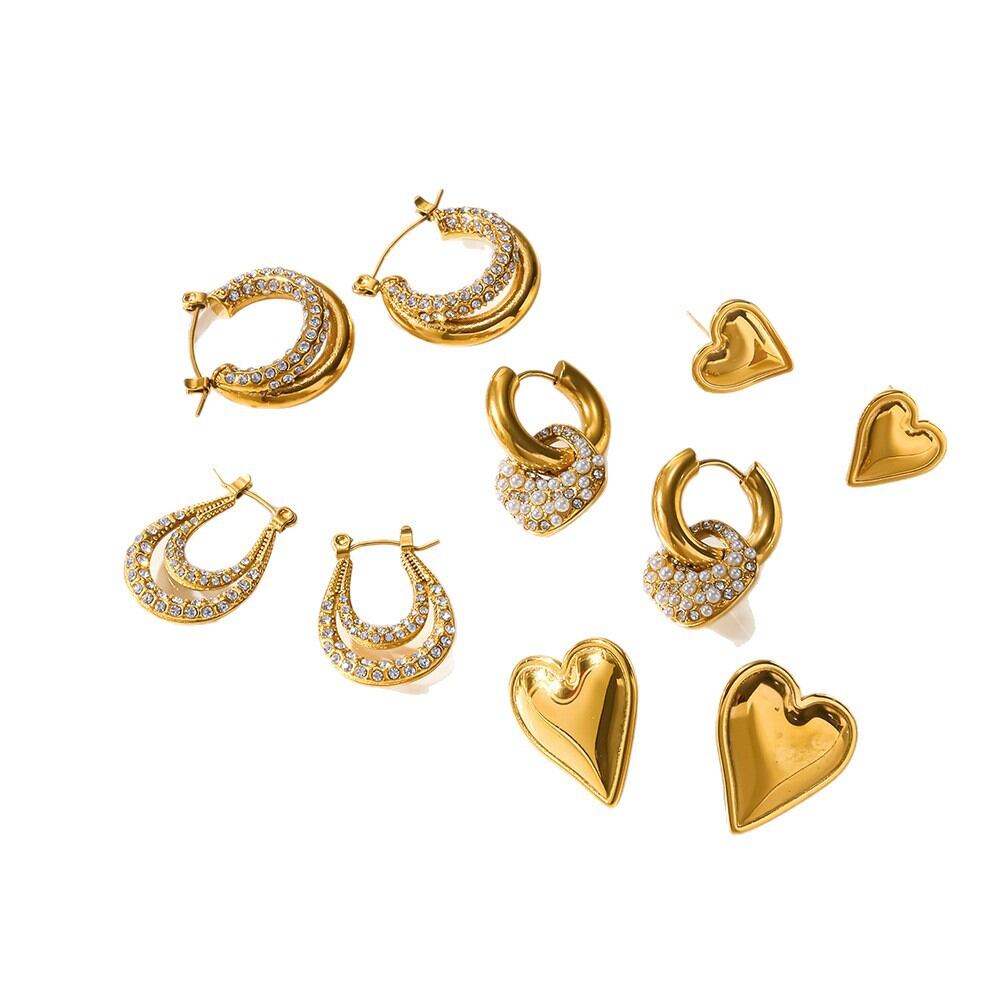 Heart Stainless Steel Waterproof Women's Hoop Earrings h5Picture4