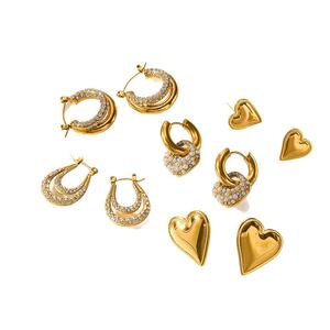 Heart Stainless Steel Waterproof Women's Hoop Earrings h5 Picture4