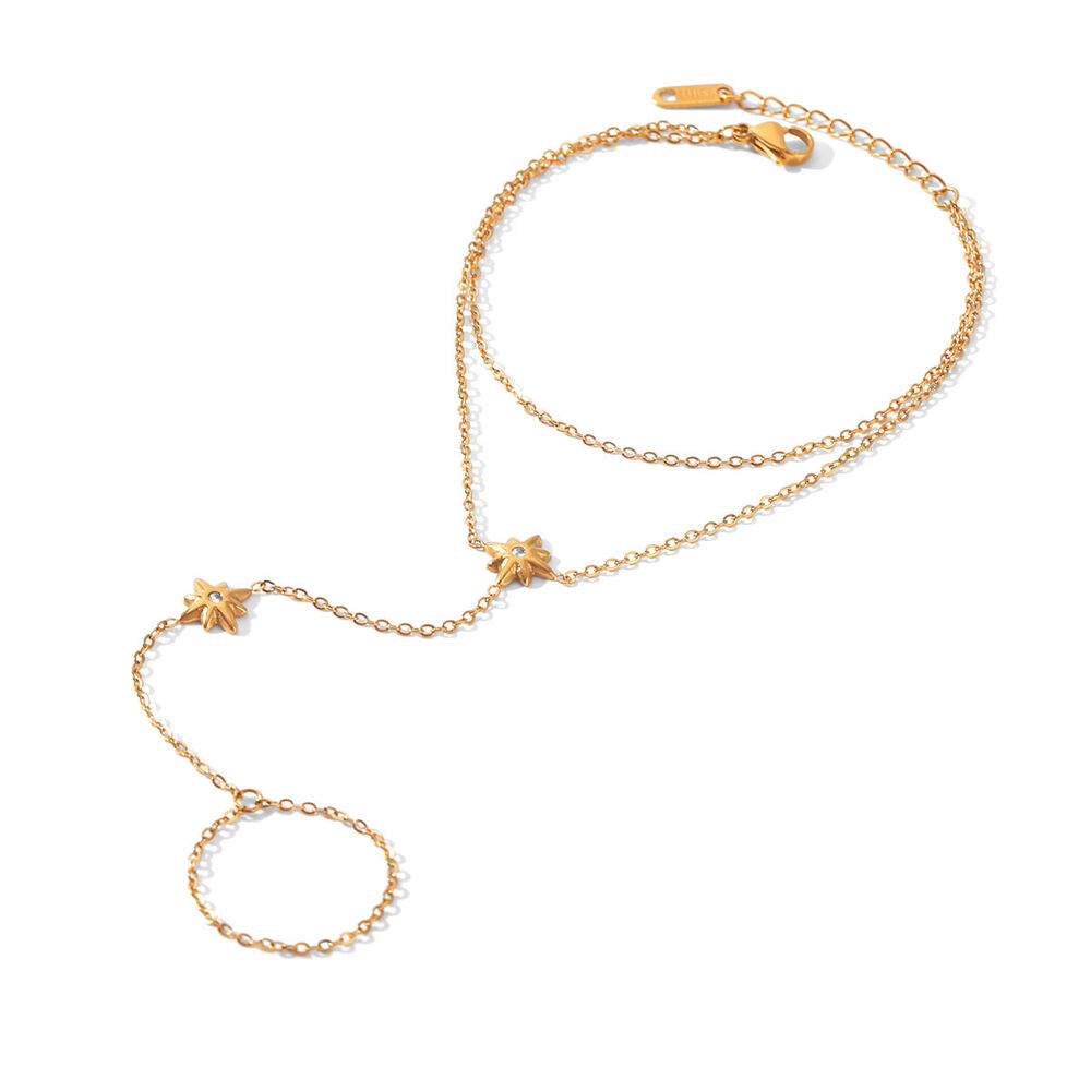 Simple Series Daily Patchwork Stainless Steel Waterproof Gold Color Zircon Women's Hand Chain Picture6