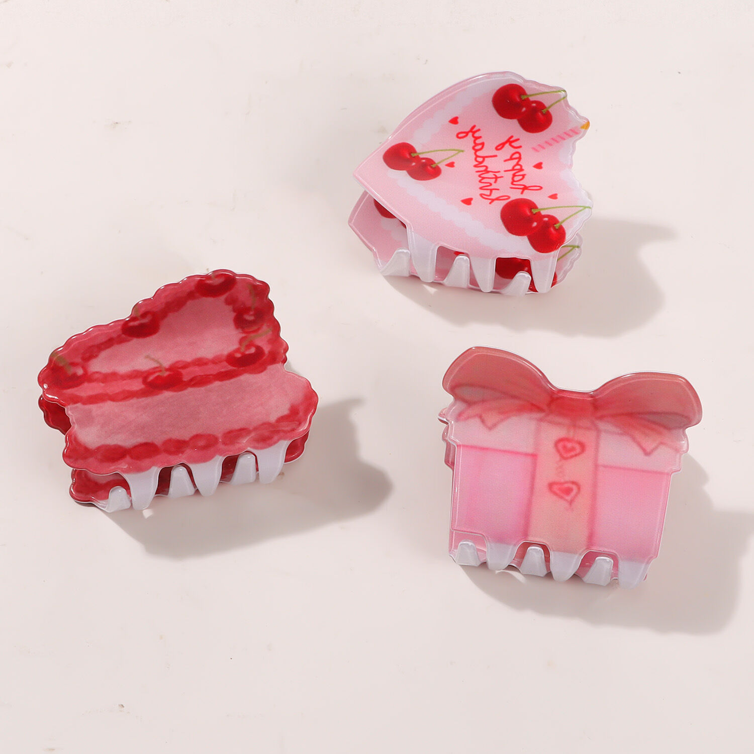 Garras para el cabello de acetato con lazo en forma de corazón de la serie romántica Imagen2
