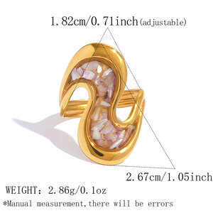 Simple Series Daily Letter Stainless Steel Waterproof Gold Color Shell Women's Statement Rings h5