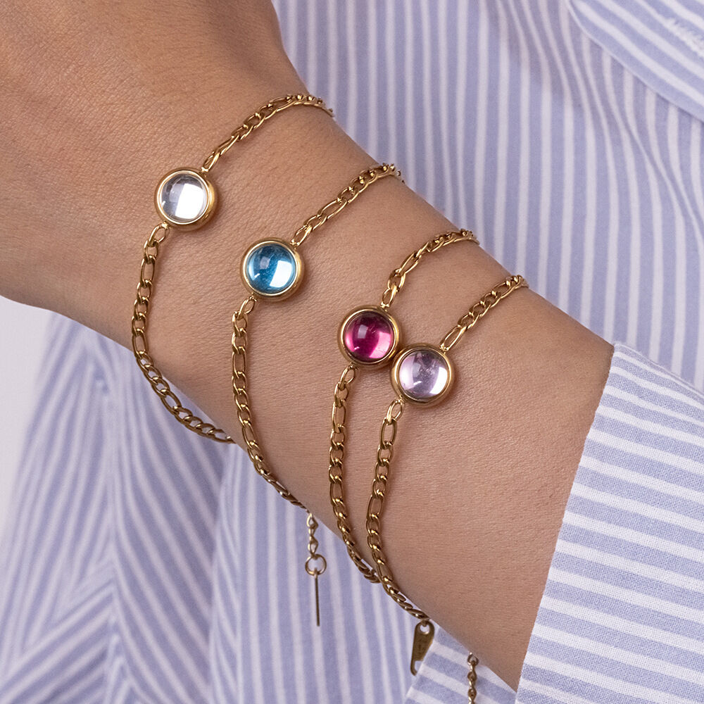 Braccialetti da donna Daily Circle in acciaio inossidabile impermeabile con zirconi colorati. 2