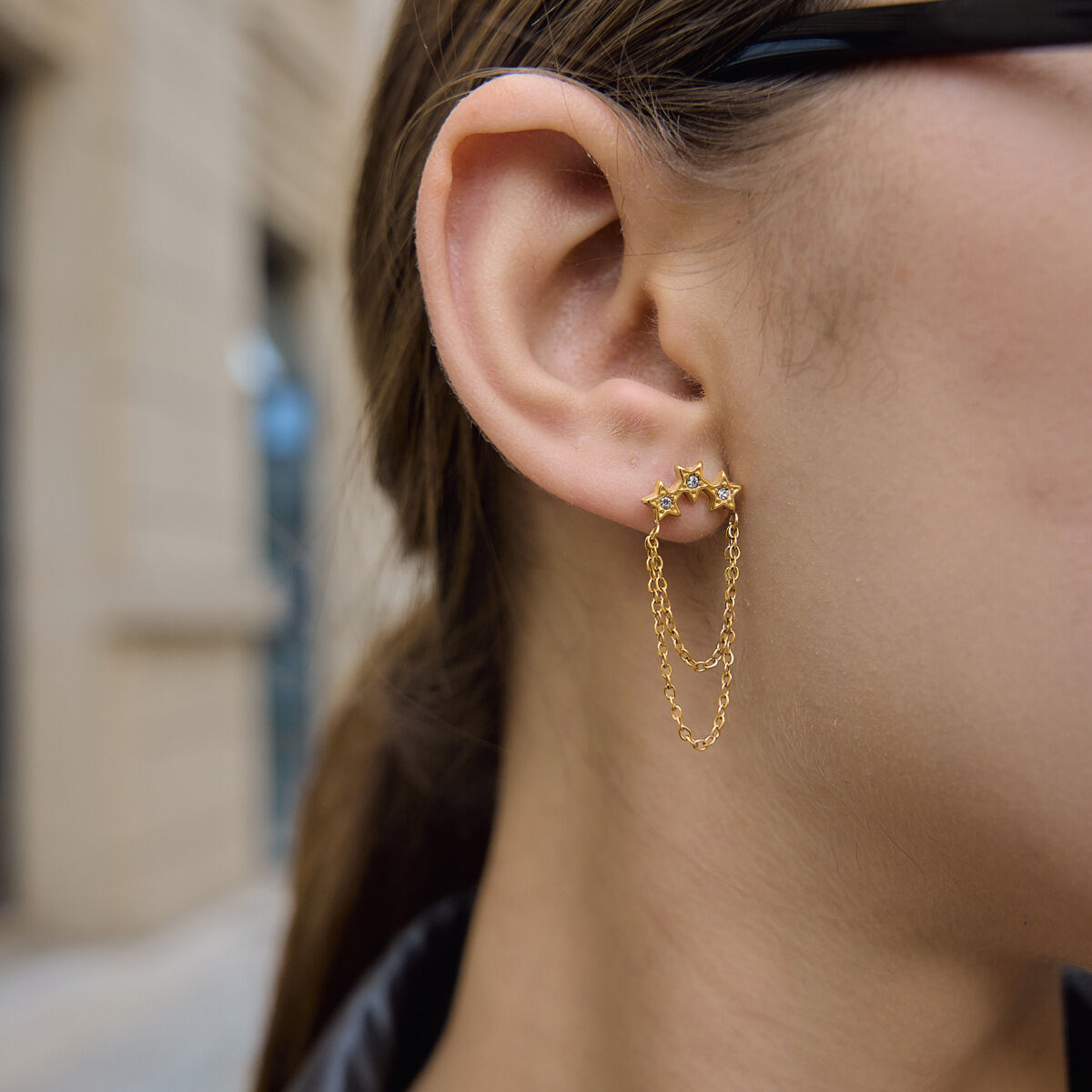 Simple Series Elegant Tassel Chain Stainless Steel Waterproof Women's Stud Earrings h5Picture3