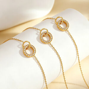 Simple Series Daily Circle Stainless Steel Waterproof Gold Color Zircon Women's Chain Bracelets h5 Picture2