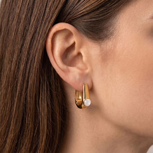 Simple Series Retro Irregular Shape Stainless Steel Waterproof Gold Color Women's Hoop Earrings h5 Picture3