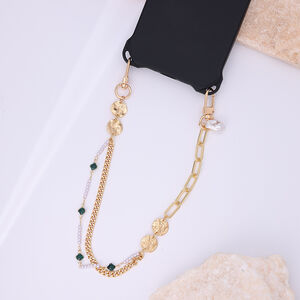 Simple Series Daily Flower Heart Beads Mixed Color Chain Clover Metal Phone Chain h5 Picture3