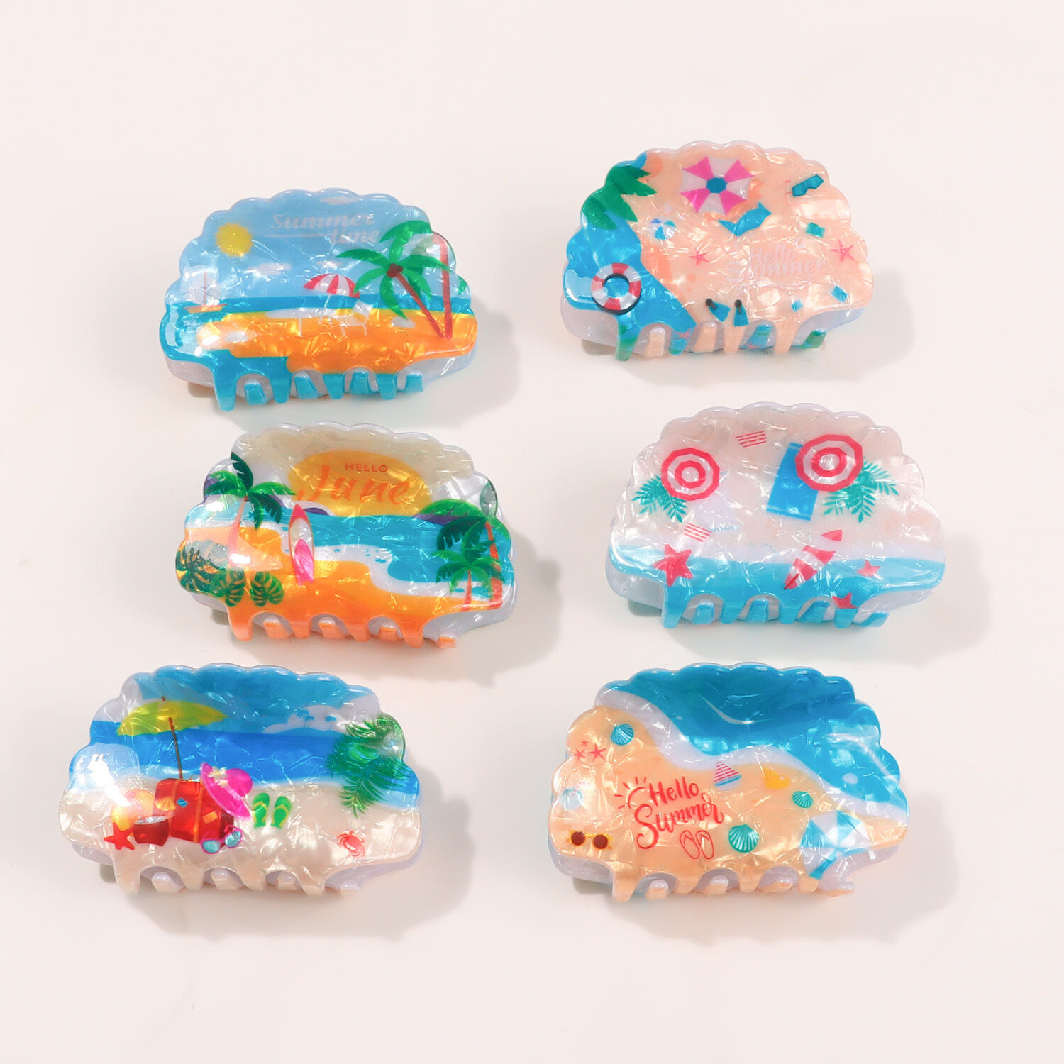 Garras para el cabello de acetato de colores mixtos, estilo dibujos animados de vacaciones, serie sencilla Imagen2