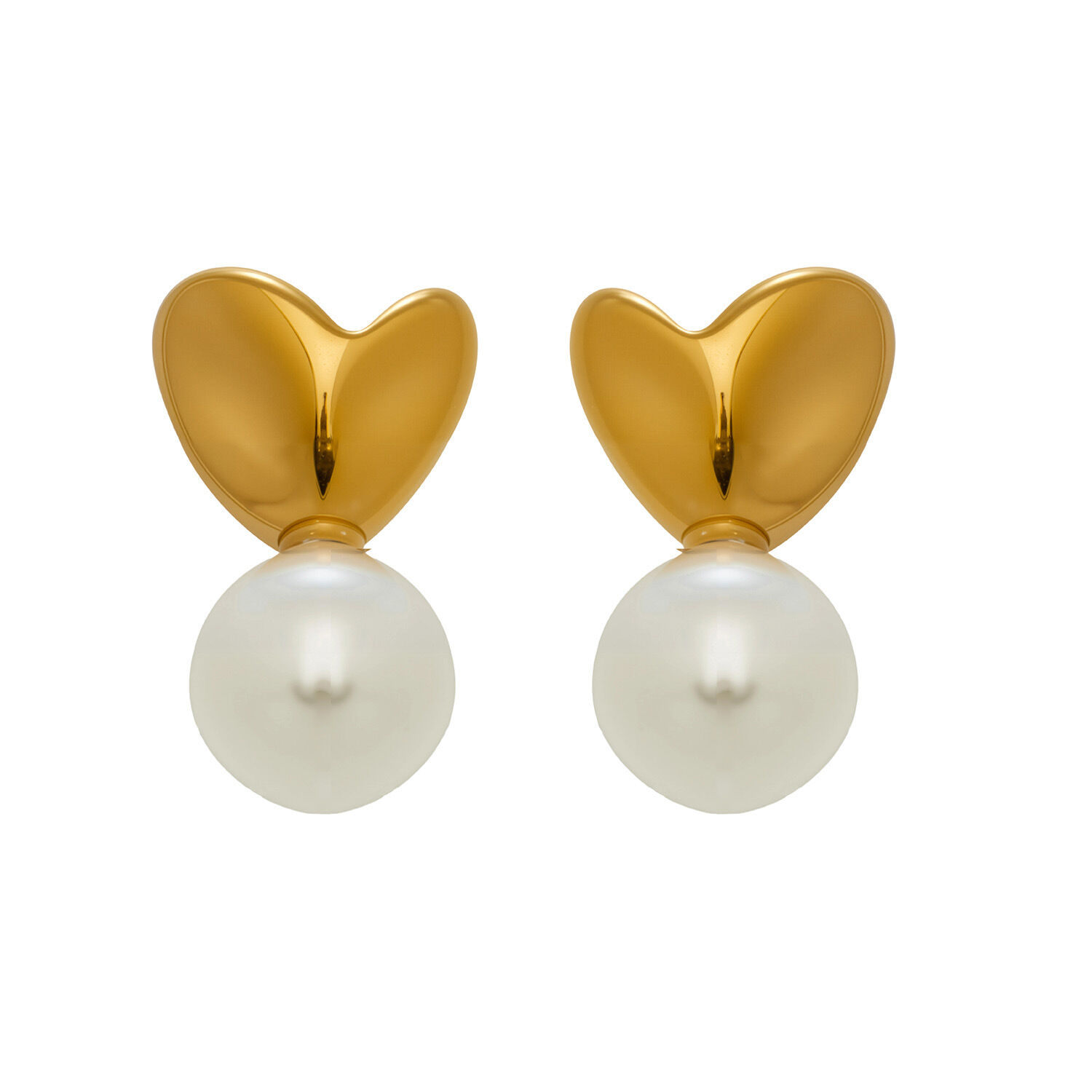 Simple Series Elegant Heart Stainless Steel Waterproof   Gold Color  Women's Stud Earrings Picture5