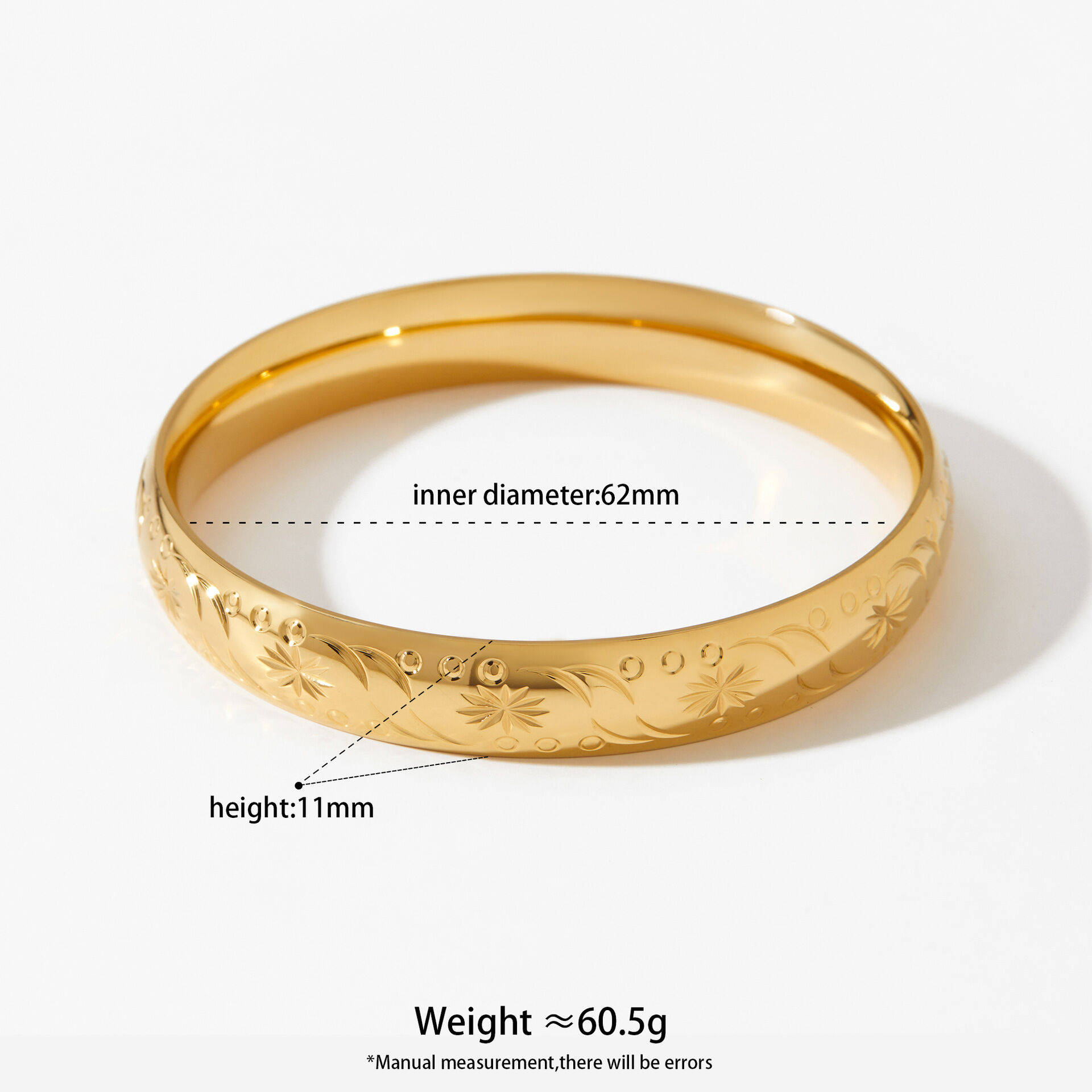 Simple Series Retro Plant Circle Stainless Steel Waterproof   Gold Color  Women's Bangles h5 Picture5