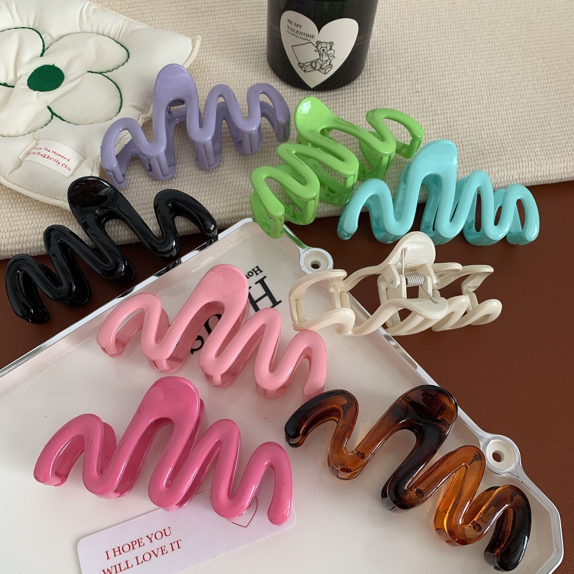 Simple Series Daily Solid Color Lines Acrylic Hair Claws h5 Picture3