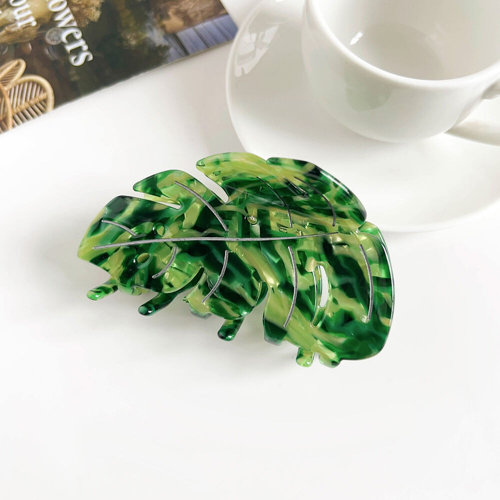 Simple Series Natuurlijke effen kleur Blad Plant Kleurverloop Acetaat Haarklauwen