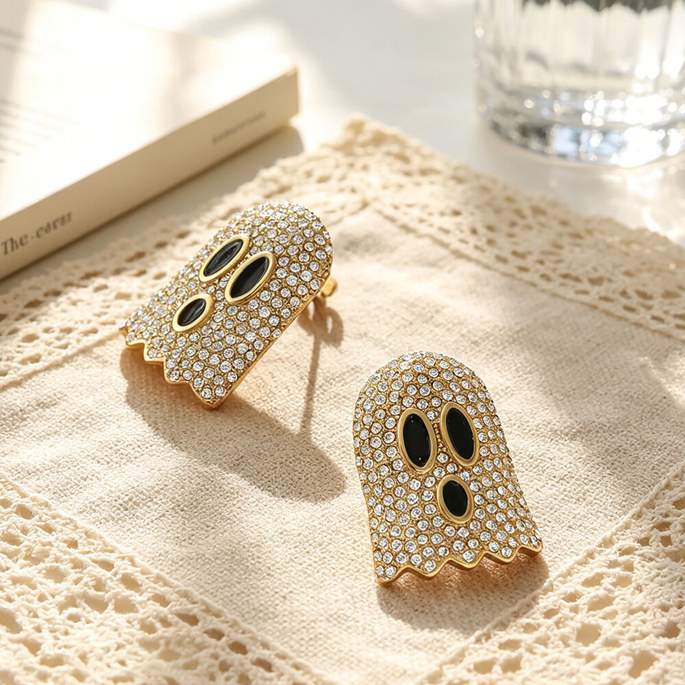 Boucles D'Oreilles Puces Pour Femmes, Forme Irrégulière, En Acier Inoxydable, Couleur Or, Étanches, Avec Strass, Collection Simple Series Daily