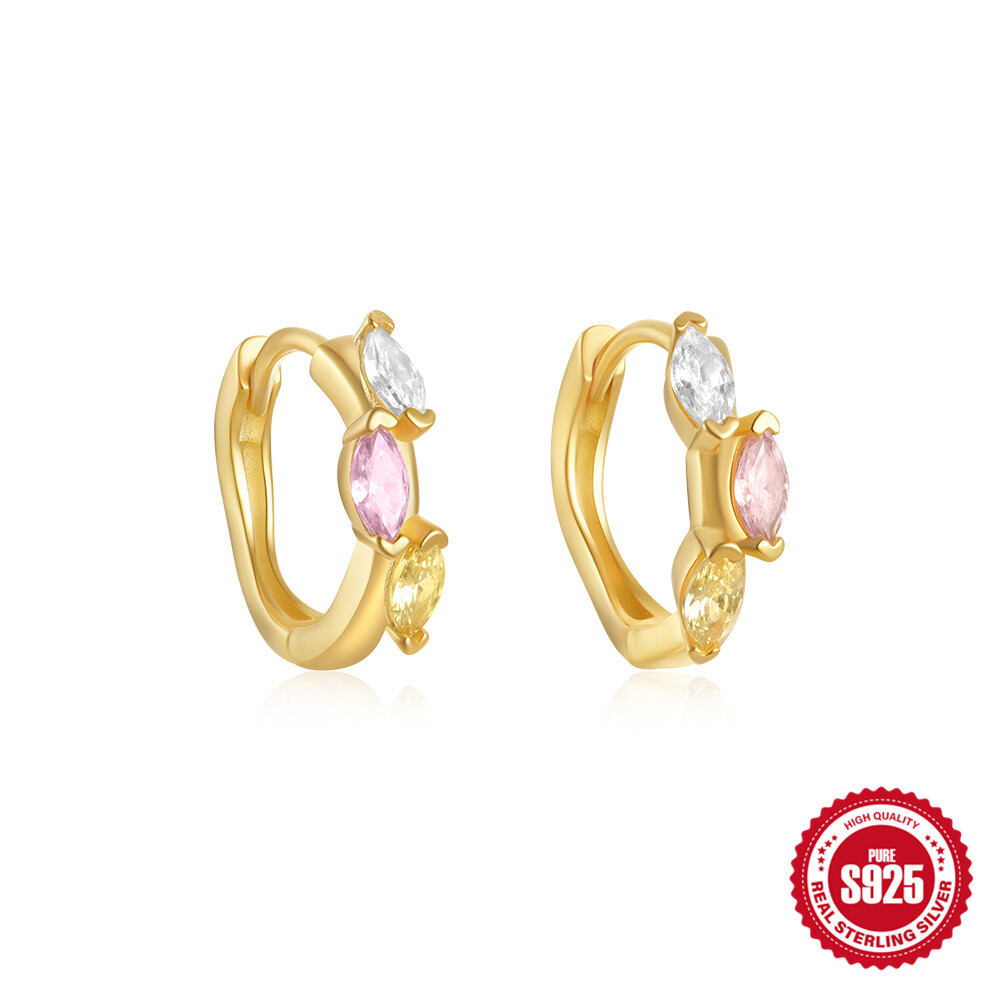 Orecchini da donna Simple Series Eleganti dalla forma irregolare Sole Luna Colore Oro Argento Sterling 925 Immagine3