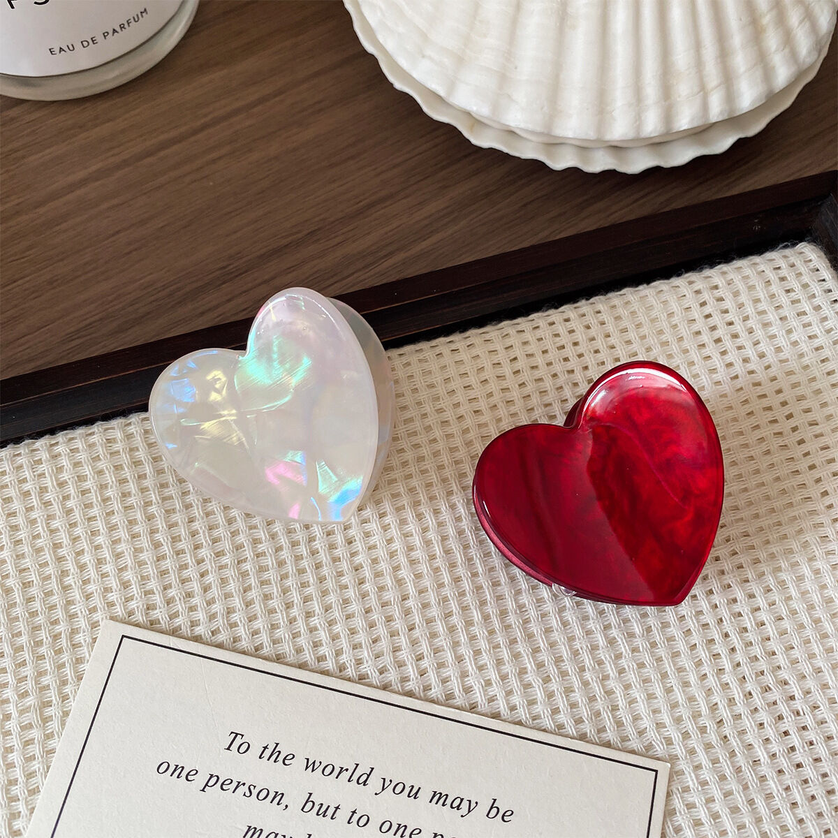 Pinzas para el cabello de acetato de color sólido con forma de corazón simple, de la serie Romantic