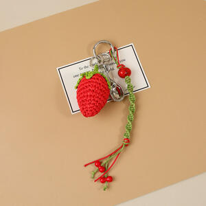 Eenvoudige serie zoete aardbei geweven raffia tashangers h5 Afbeelding3