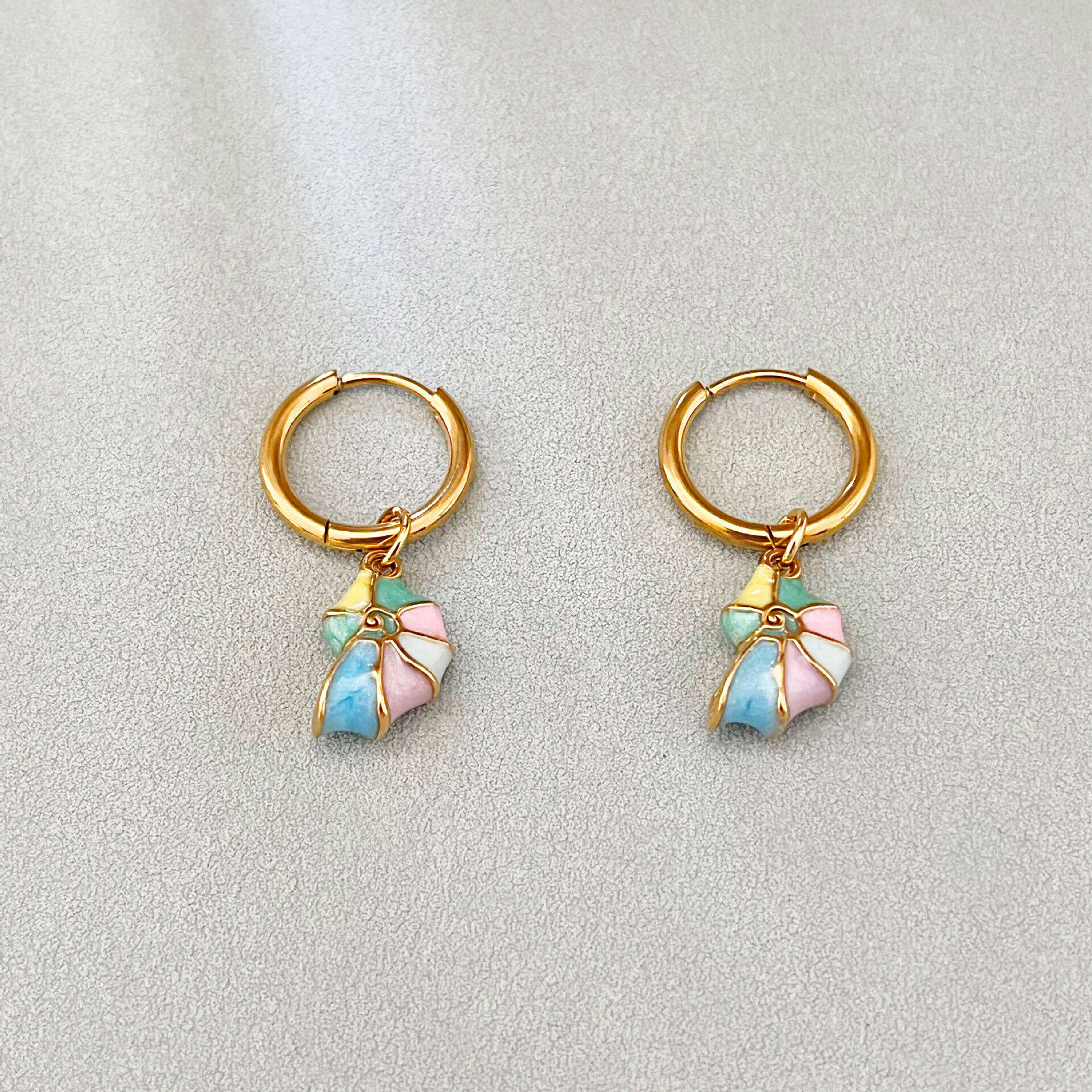 Boucles d'oreilles pendantes pour femmes, en acier inoxydable émaillé, couleur or, étanches. h5 