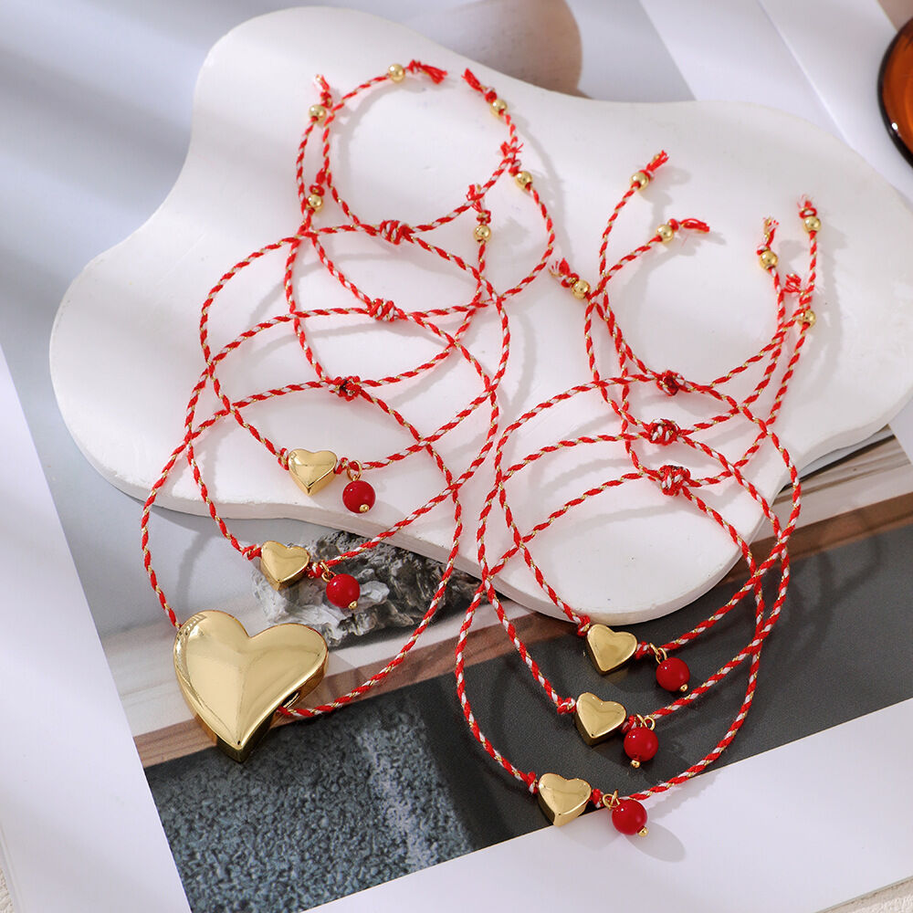 Simple Series Elegant Heart Woven Copper Gold Color Women's Braided Bracelets Picture3