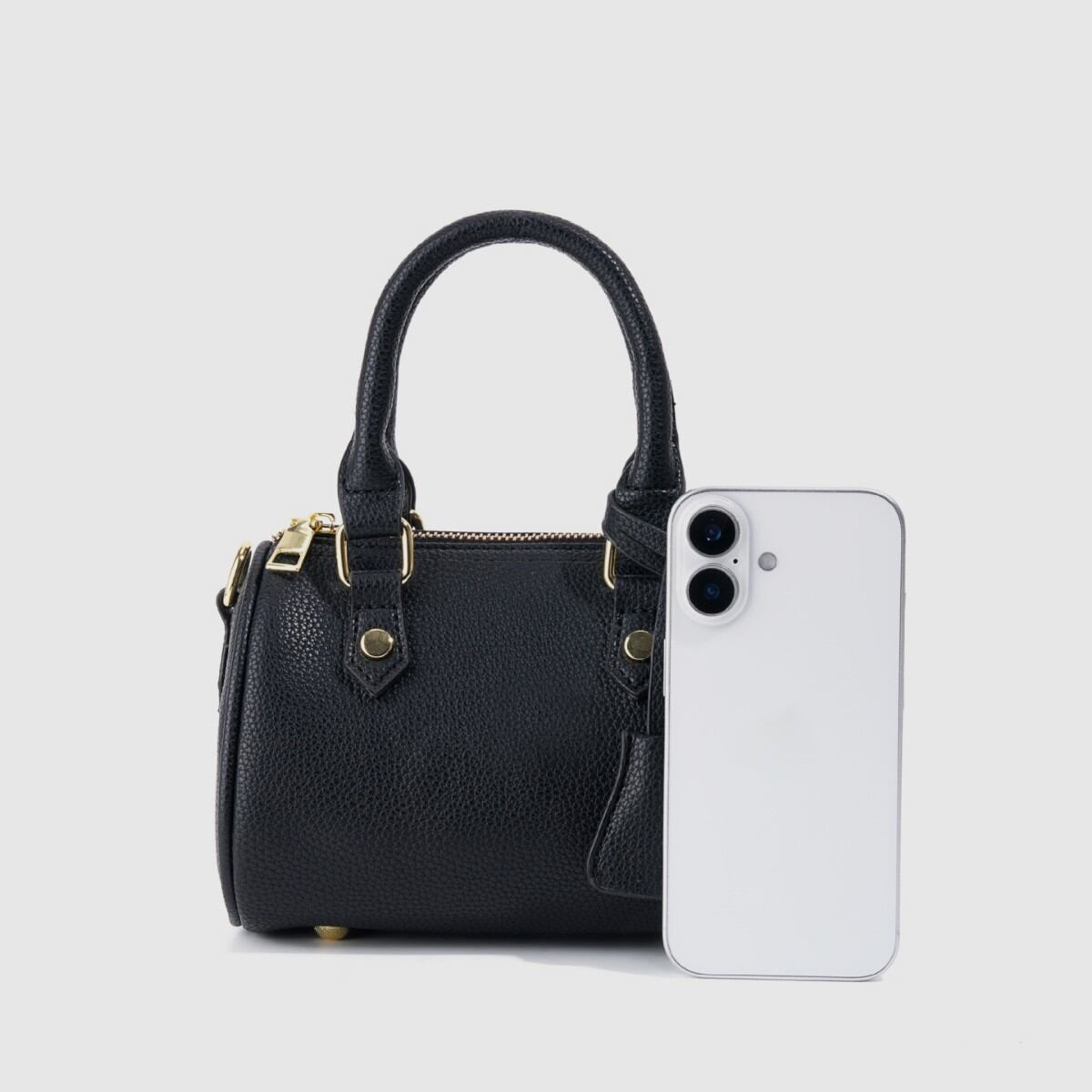 Boston-Tasche für Damen im lässigen Stil mit Metallbeschlägen und einfarbigem PU-Leder Bild4