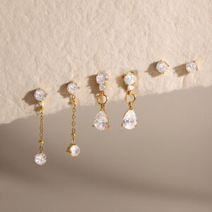 Simple Series Tassel Circle Stainless Steel Waterproof Gold Color Zircon Women's Earring Sets h5 Picture2
