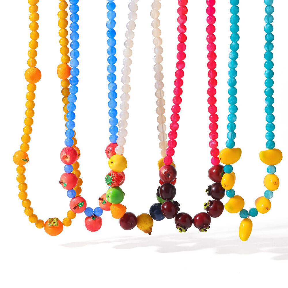 Collares colgantes de acrílico para mujer con diseño de fresa, sencillos y dulces, sin baño de metal. h5 Imagen4