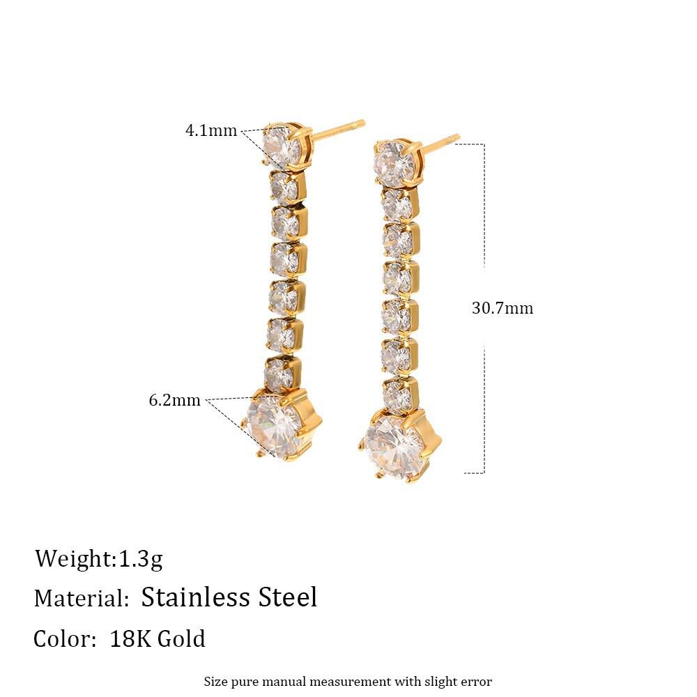 Luxurious Series Simple Patchwork Stainless Steel Waterproof   Gold Color  Women's Dangle Earrings 2