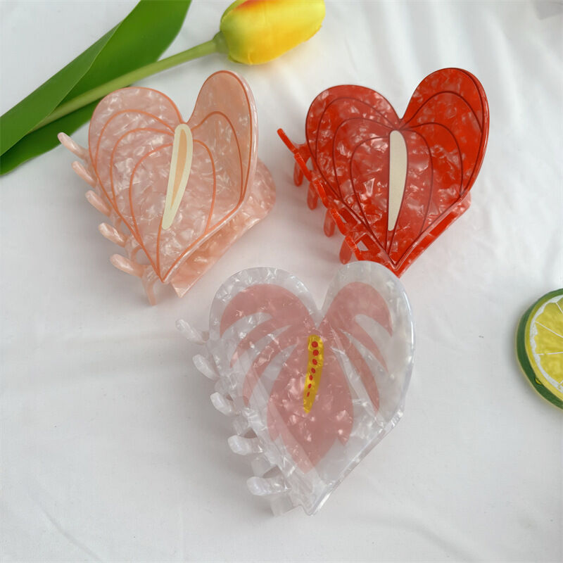 Simple Series Natural Heart Leaf Plant Acetate Hair Clips h5 Picture2