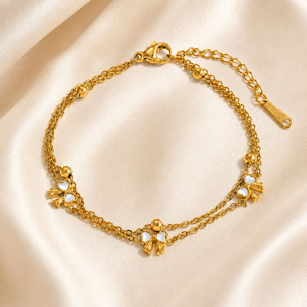 Sweet Bow Knot Stainless Steel Waterproof Gold Color Women's Chain Bracelets h5Picture3