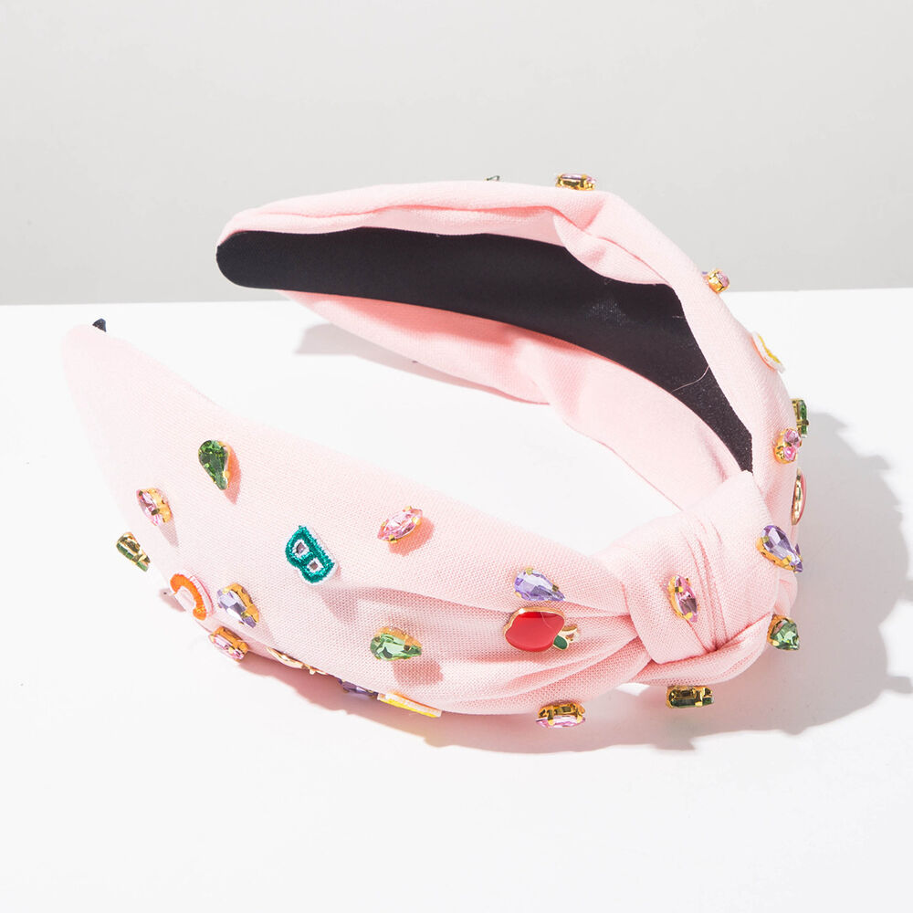 Simple Series Sweet Letter Fruit Solid Color Fabric Rhinestone Hair Bands Picture2