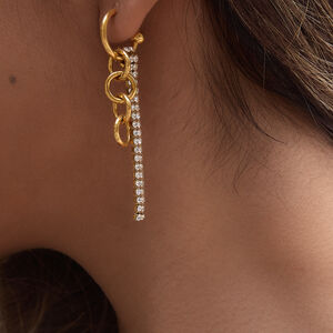 Luxurious Series Tassel Stainless Steel Waterproof Gold Color Rhinestone Women's Dangle Earrings h5 Picture5