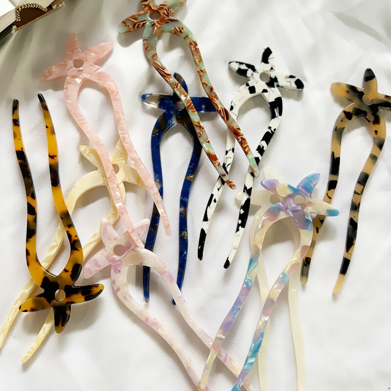 Simple Series Elegant Leopard Print Oceanic Style Starfish Gradient Color Acetate Hairpins Picture2