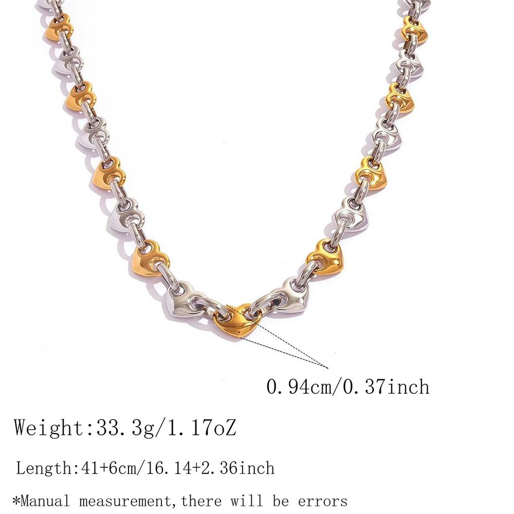 Simple Series Daily Heart Stainless Steel Waterproof Gold Color Women's Chain Necklaces