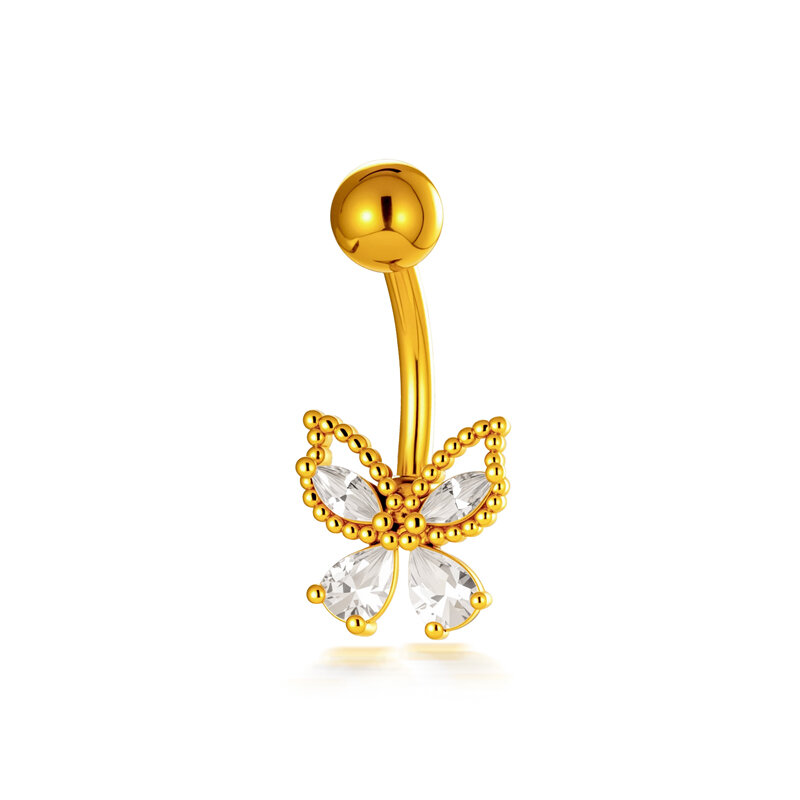 Simple Serie Herz Schleife Knoten Stern Schmetterling Kupfer Gold Farbe Zirkon Bauchnabelpiercings