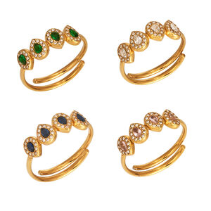 Luxuriöse Serie: Schlichter Tropfenring aus wasserdichtem Edelstahl in Goldfarbe mit Zirkonia für Damen h5 Bild5