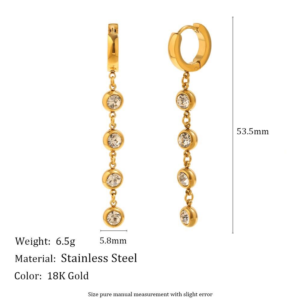 Luxurious Series Simple Patchwork Stainless Steel Waterproof   Gold Color  Women's Dangle Earrings 